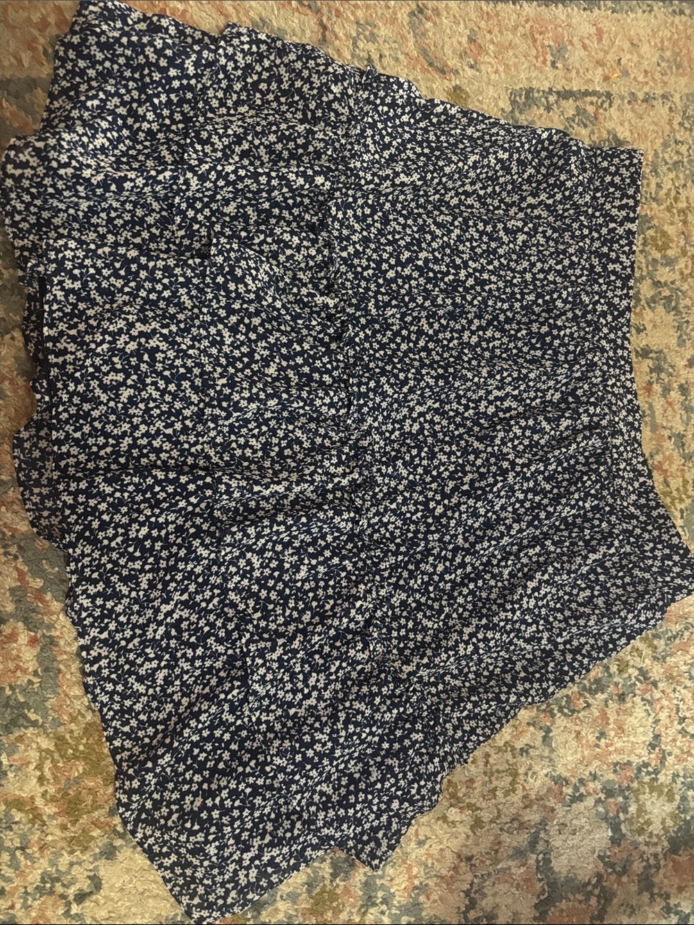 J. Crew Navy and White Floral Skater Skirt